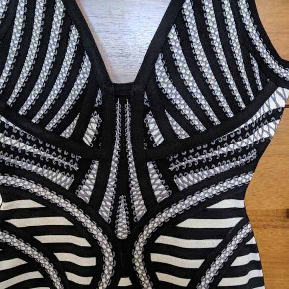 Herve Leger Milana Black White Gray Bandage Dress - Picture 3 of 6